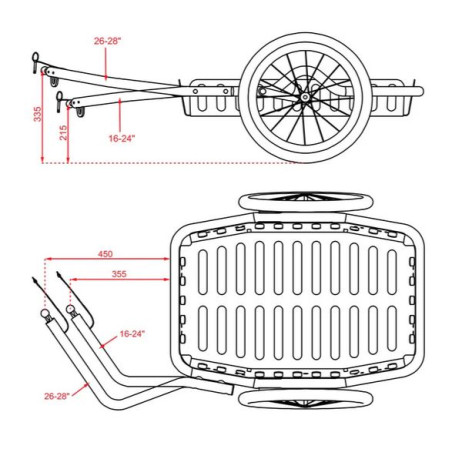 VEOLO Cargo Kompaktdeichsel für 16" - 24" Fahrräder