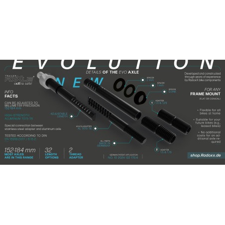RadoxX 12mm Steckachse 'Trailer AxXle Evolution' mit Universalanschluss